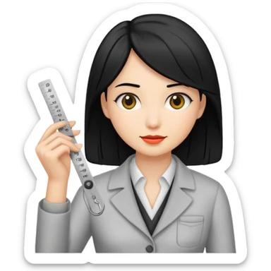 tailor woman holding measure black hair sticker