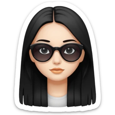 Génère moi un emoji d’une fille avec des lunettes noire et des cheveux lisse attaché avec des cils mi-long  sticker