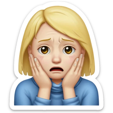 Plain crying emoji with two hands rapped around neck sticker