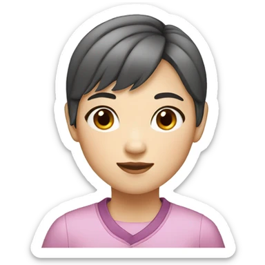 A Chinese girl with short hair, 14 years old. sticker