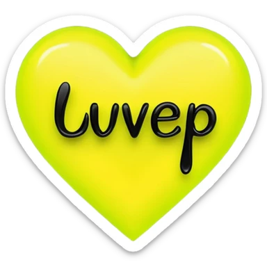 A neon yellow heart with black brushes inside the heart and The text UVP inside the heart sticker