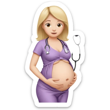 A pregnant belly with a stethoscope sticker