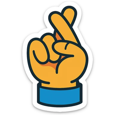 fist with thumb, middle finger and index finger intertwined, cartoon style sticker