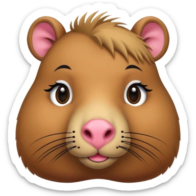 capybara with faka eye lashes and make up sticker
