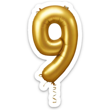 Golden balloon number 5 sticker