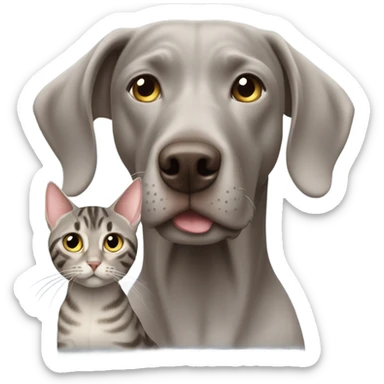 Weimaraner with tabby cat sticker