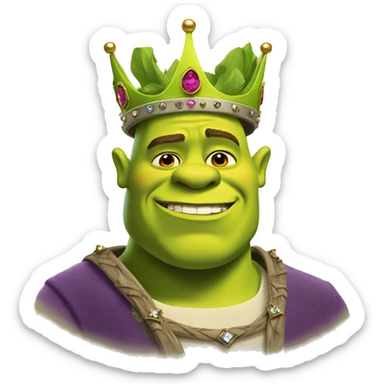 Shrek with a crown like the princesses sticker