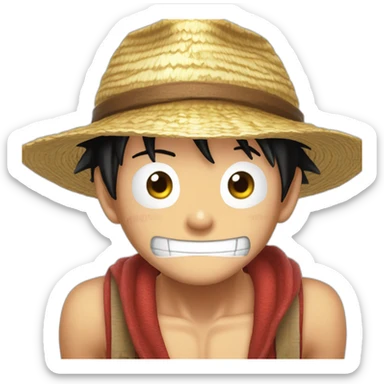 Luffy choqué avec ses mains derrière la tête et ses yeux et sa bouche grand ouvert sticker