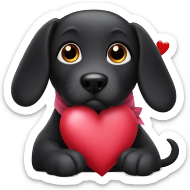 Black dog wrapped in valentine   sticker