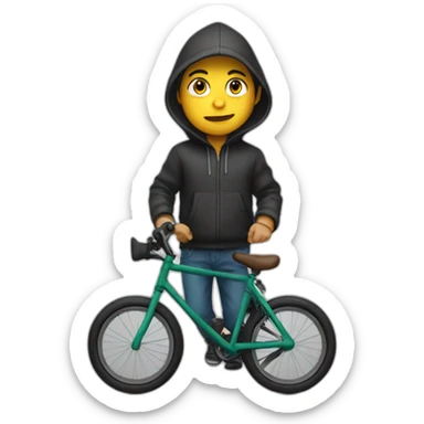 Boy with hood riding a bike sticker
