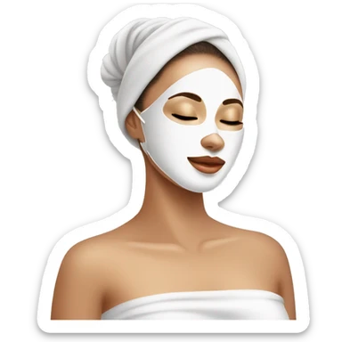 Lady with face mask spa beauty full face relaxing sticker