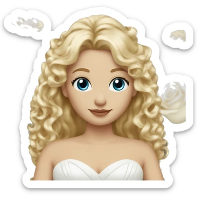 wedding bride with long blond curly hair brown eyes husband blond hair blue eyes sticker
