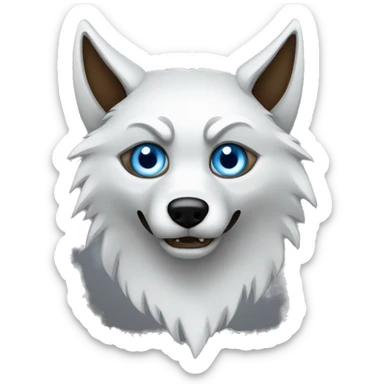 scary wolf with one blue eye and one brown eye; with candle stick pattern  sticker