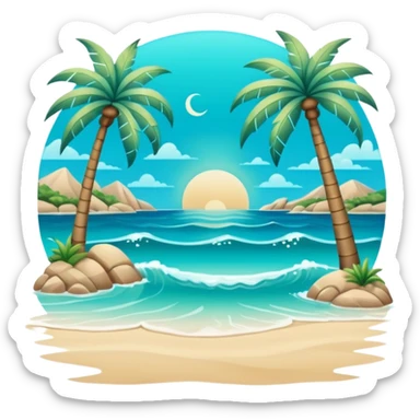 Mystical ocean with palm trees sticker