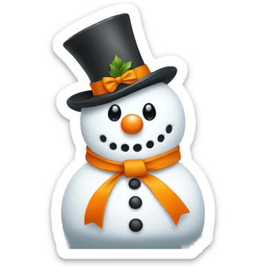 Snowman with a orange bow sticker