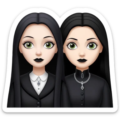Morticia and Wednesday Addams sticker