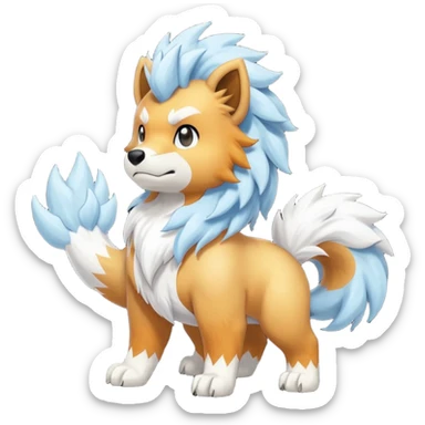 White snowy furry bushy frosty coy glacial icy Growlithe-Aracanine-Ponyta-Entei-fusion (full body) sticker