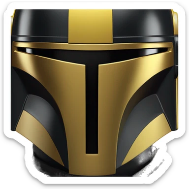 Gloss black and yellow mandalorian helmet with one antenna sticker