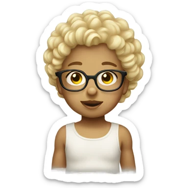 Blond and curly baby with glasss sticker