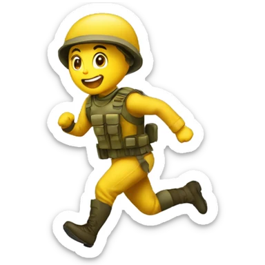 emoji yellow solider running sticker