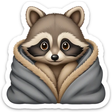 Baby raccoon cozy in a blanket  sticker
