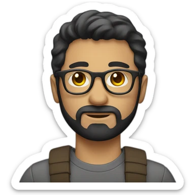 photographer, short hair, dark hair, slight beard, glasses sticker