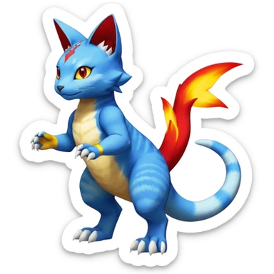 Gabite-Veemon-Digimon-Peppercat-Pokémon-Flamedramon-fusion-animal-hybrid-creature, Full body  sticker