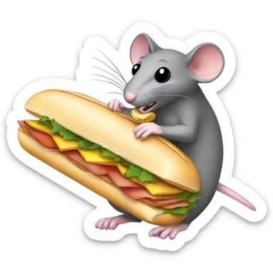 A rat eating a sub sticker