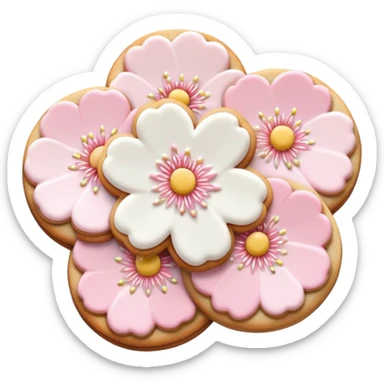 Cute Pastel pink and white Cherry Blossom Sakura Cookie sticker
