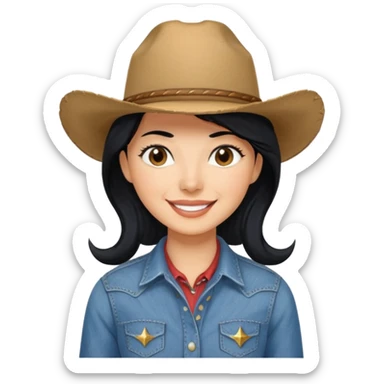 cowgirl with black hair sticker