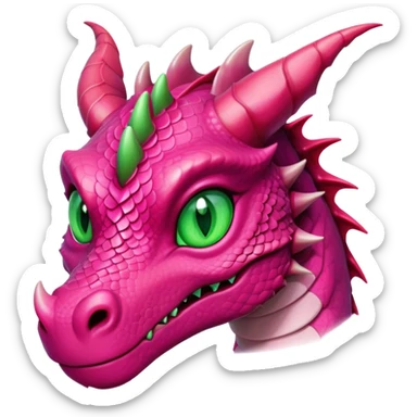  big face adult female dark pink dragon with green eyes front view sticker