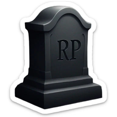 a black grave with the letters RIP sticker