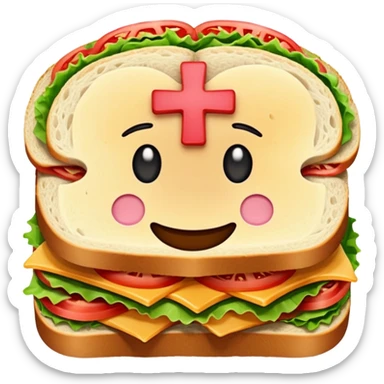 a sandwich with a cross emotji on it sticker