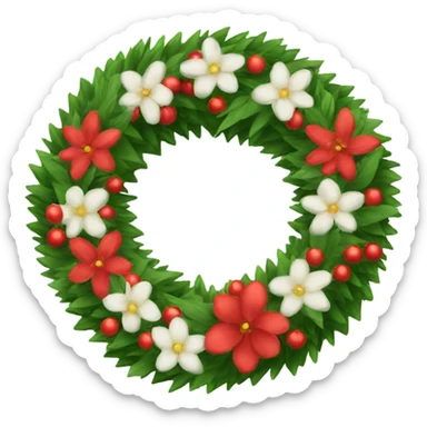 Christmas wreath with flower  sticker