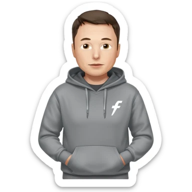 elon musk in gray hoodie full height sticker