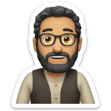 arab man with glasses and beard, black hair, shocked with both hand on sheeks sticker