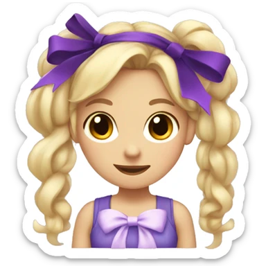 
A blode girl with pigtails and purple bows sticker