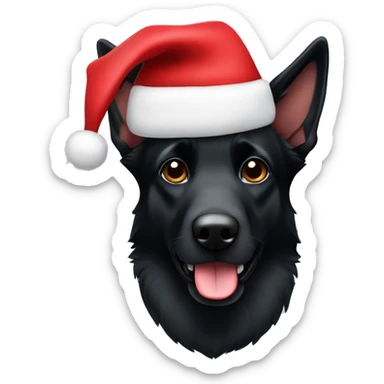 Black German Shepard Dog Santa hat sticker
