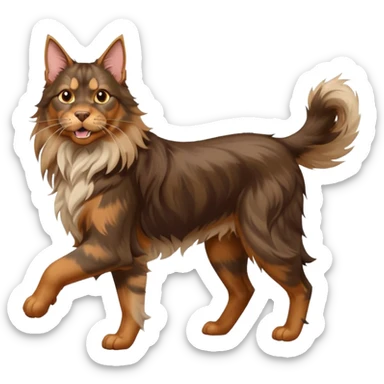 Maine Coon runs after Doberman sticker