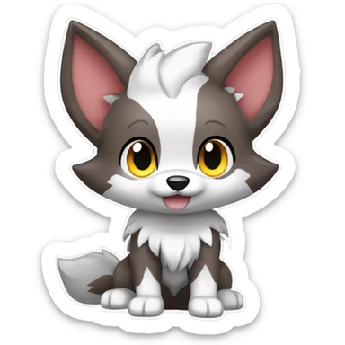 Kawaii Cool Chibi Poochyena-Rocruff-Lycanroc-Pokémon Full Body Detailed High Quality sticker