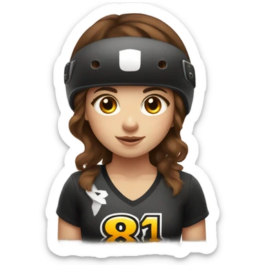 Brown hair girl in roller derby number 818 sticker