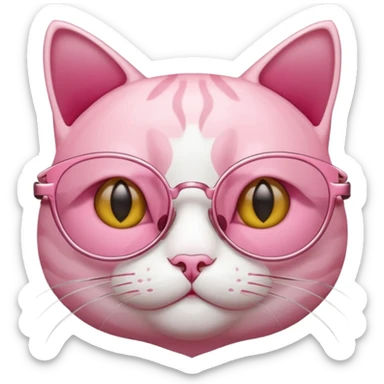 Rose pink glasses, cat type shaped. Negative: cat. sticker