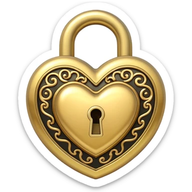 gold heart lock sticker