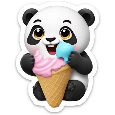 Panda eat ice cream sticker