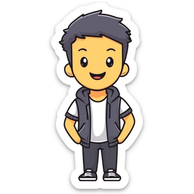 cheerful young man with casual style sticker