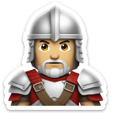 barbarian soldier with white skin and red armor facing forward  sticker
