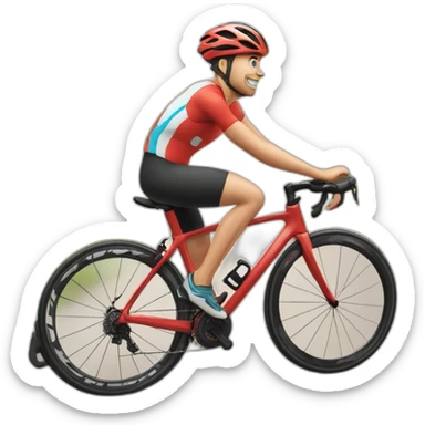 Triatleet met een blouw pakje op rode fiets sticker