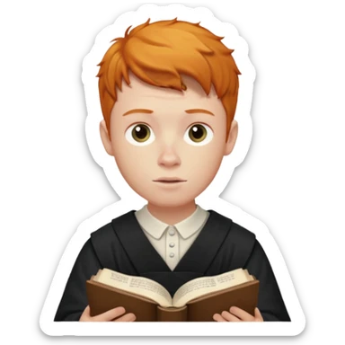 ginger lad studying bible sticker