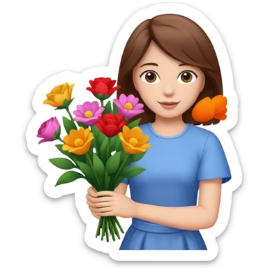 throwing bouquet by girl with b down hair sticker