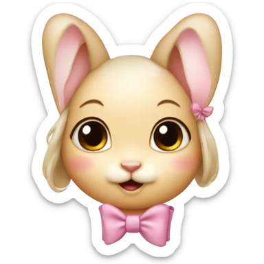 Baby bunny with coquette bow on ear sticker